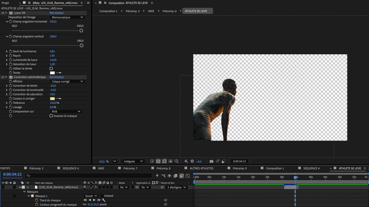 After Effects : le personnage seul, détouré sur fond transparent