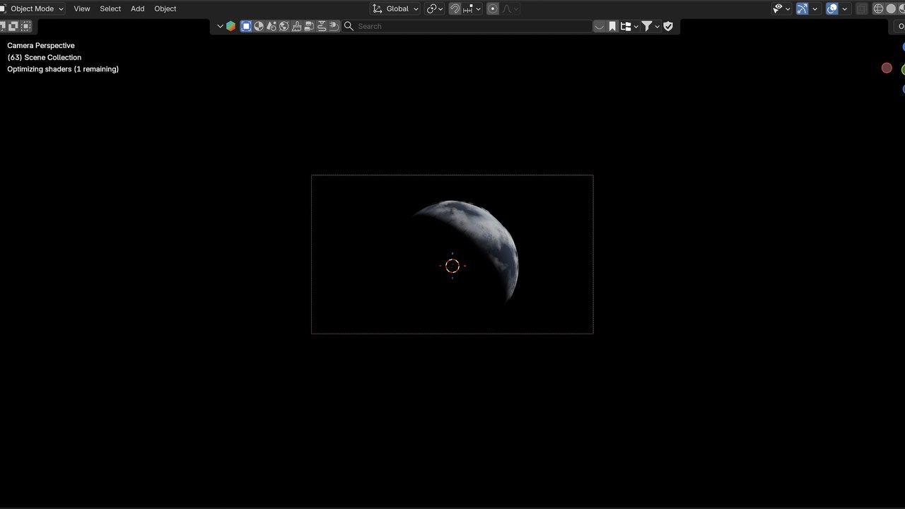 Scène Blender : la Terre en orbite, éclairage rasant