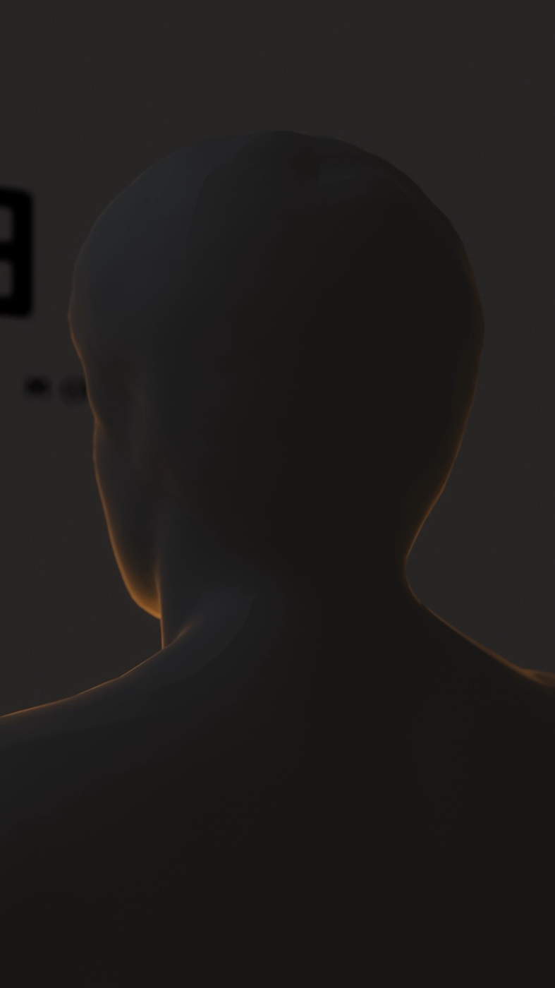 Render Blender : l'Éveil de dos, éclairage rasant chaud