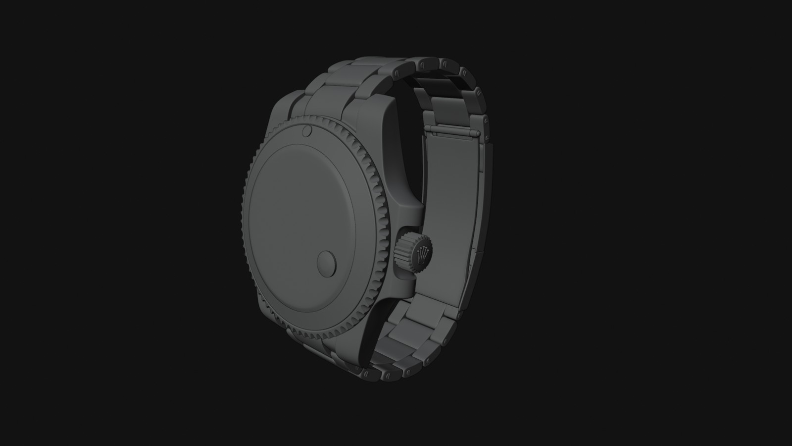 Scène Blender du film Rolex : la Submariner en gris neutre, volumes et ombres