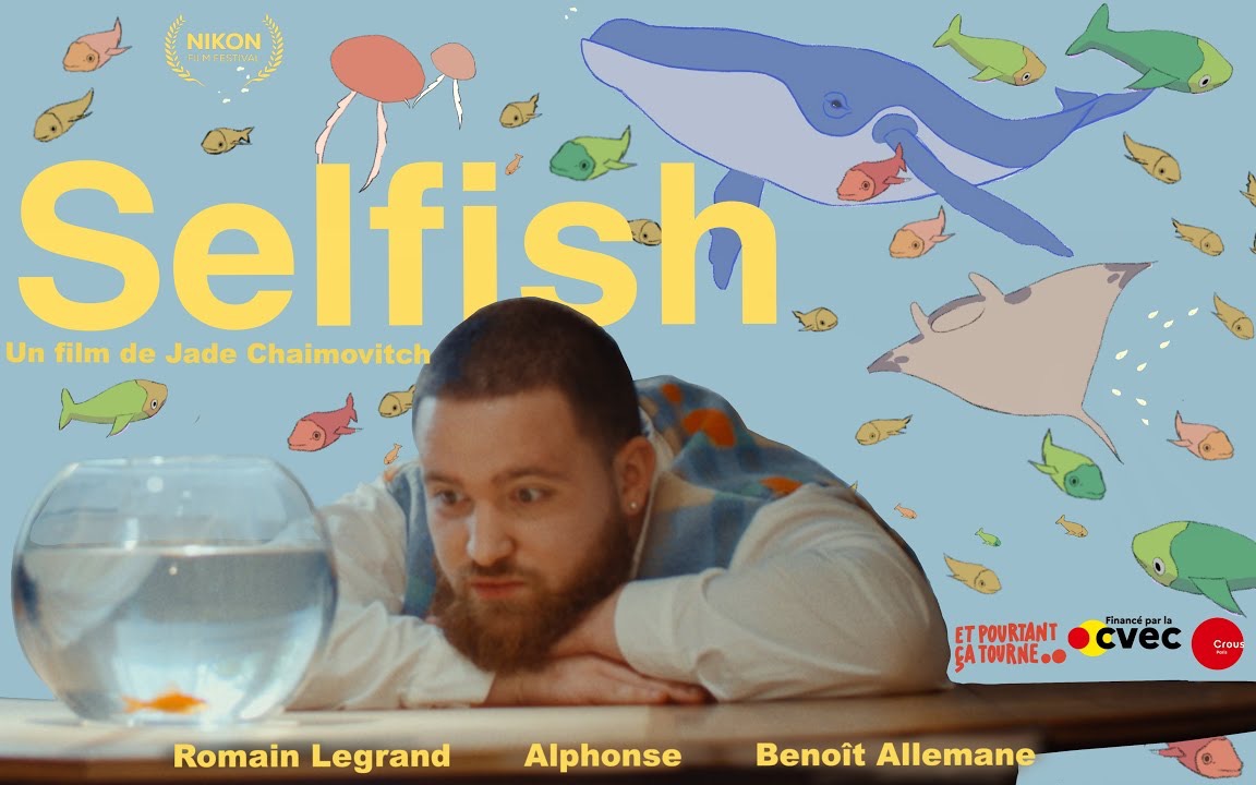 Selfish — poster du court-métrage, animation 2D sur prise de vue réelle