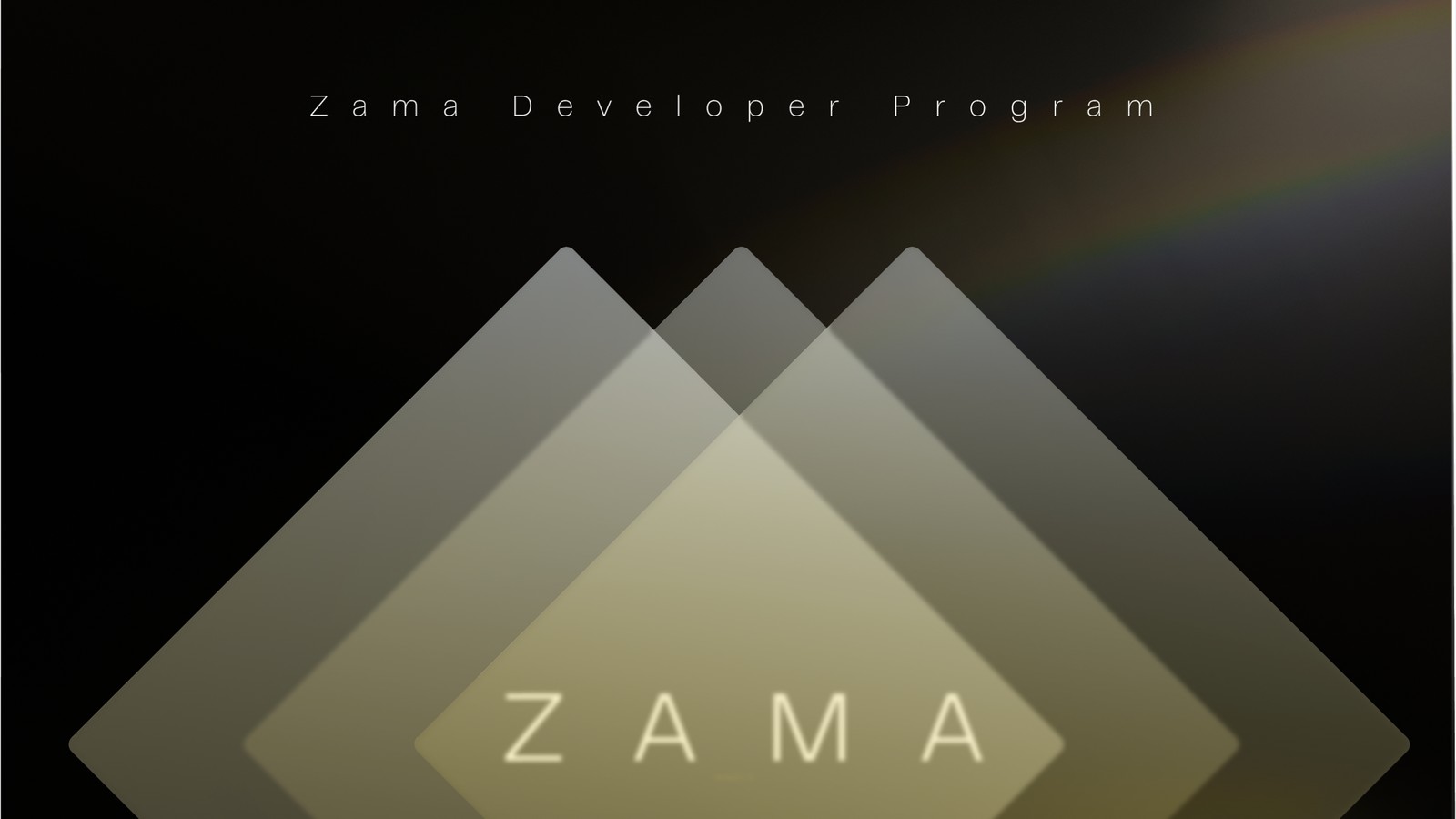 Zama Developer Program : le verrouillage de campagne, trois losanges de verre superposés sur fond noir
