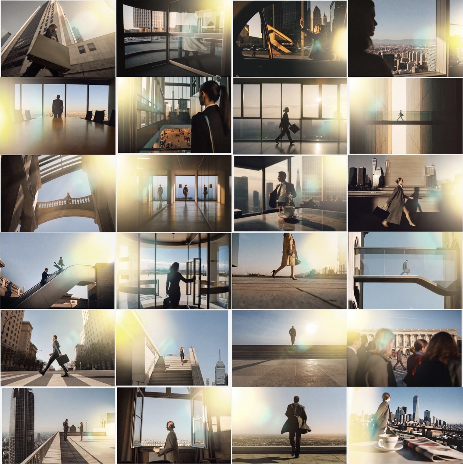 ZAMA : planche de vingt-quatre images photographiques générées avec le kit de prompts